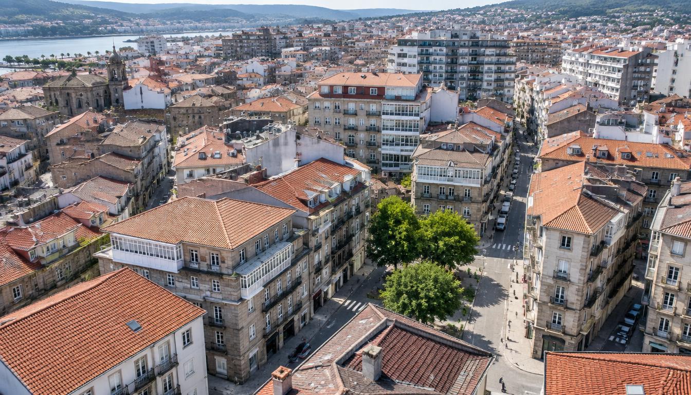 Vista ilustrativa del tejido urbano central de Pontevedra